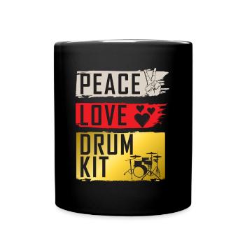 Peace Love Drum Kit Instrument Drummers - Tasse einfarbig - Schwarz - Vorne