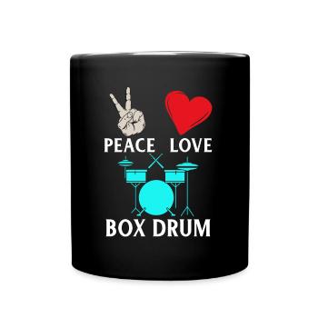 Peace Love Box Tambour Instrument de musique - Mug uni - noir - Devant
