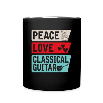 Peace Love Instrument de guitare classique - Mug uni - noir - Devant
