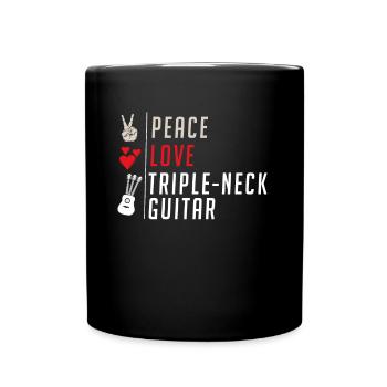 Peace Love Triple-Neck Guitar Instrument - Tasse einfarbig - Schwarz - Vorne