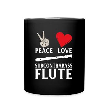 Peace Love Subcontrabass Flute Music - Tasse einfarbig - Schwarz - Vorne
