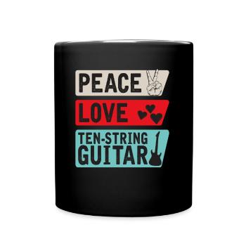 Peace Love Ten-String Guitar Instrument - Tasse einfarbig - Schwarz - Vorne
