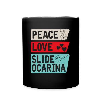 Peace Love Slide Ocarina Instrument - Tasse einfarbig - Schwarz - Vorne