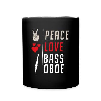 Peace Love Bass Hautbois Instrument de musique - Mug uni - noir - Devant