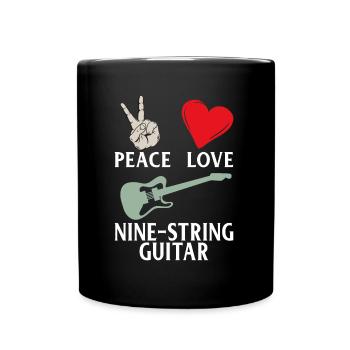 Peace Love Nine String Guitar Instrument - Tasse einfarbig - Schwarz - Vorne