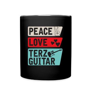 Peace Love Terz Guitar Instrument Music - Tasse einfarbig - Schwarz - Vorne