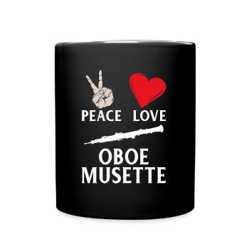 Peace Love Hautbois Musette Instrument de musique - Mug uni - noir - Devant