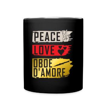 Peace Love Oboe D'Amore Instrument - Full Colour Mug - black - Front