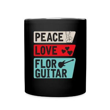 Peace Love Flor Guitar Musical Instrument - Tasse einfarbig - Schwarz - Vorne