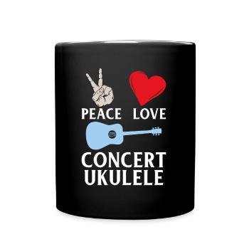 Peace Love Concert Ukulele Instrument - Tasse einfarbig - Schwarz - Vorne