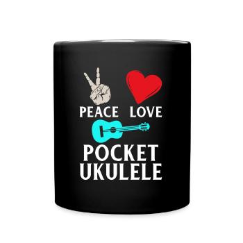 Instrument de ukulélé de poche Peace Love - Mug uni - noir - Devant