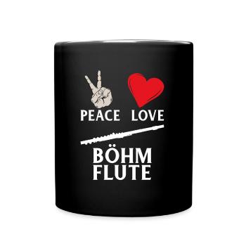 Peace Love Bohm Flute Musical Instrument - Tasse einfarbig - Schwarz - Vorne