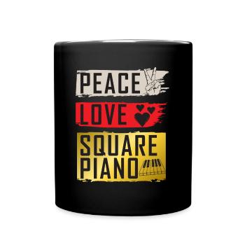 Peace Love Square Piano Music Instrument - Full Colour Mug - black - Front