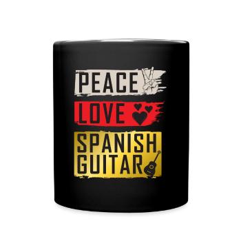 Peace Love Spanish Guitar Instrument - Tasse einfarbig - Schwarz - Vorne