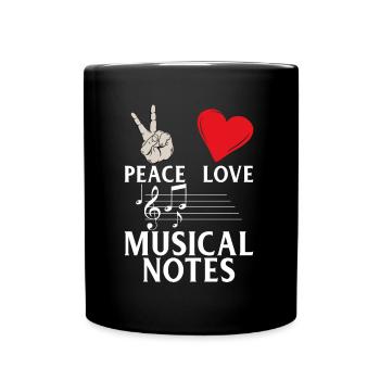 Peace Love Musical Notes Music Notes - Tasse einfarbig - Schwarz - Vorne