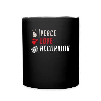 Peace Love Accordion Musical Instrument - Full Colour Mug - black - Front