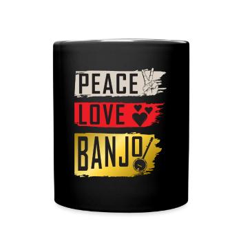 Peace Love Banjo Music Instrument - Tasse einfarbig - Schwarz - Vorne