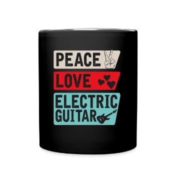 Peace Love Electric Guitar Instrument - Tasse einfarbig - Schwarz - Vorne