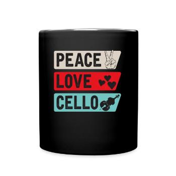 Peace Love Violoncelle Guitare Instrument de Musique - Mug uni - noir - Devant