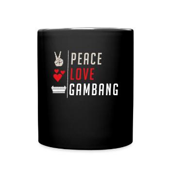Peace Love Gambang Instrument Xylophone - Full Colour Mug - black - Front