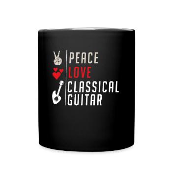 Peace Love Instrument de guitare classique - Mug uni - noir - Devant