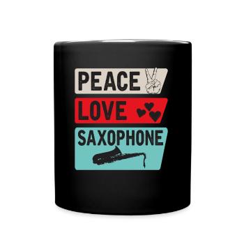 Peace Love Saxophone Marching Band - Mug uni - noir - Devant