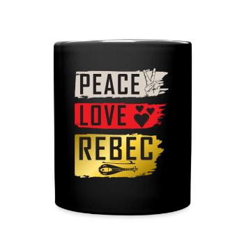 Peace Love Rebec Instrument à cordes - Mug uni - noir - Devant