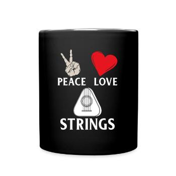 Peace Love Strings Musicla Instrument - Tasse einfarbig - Schwarz - Vorne
