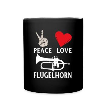 Peace Love Flugelhorn Music Instrument - Tasse einfarbig - Schwarz - Vorne