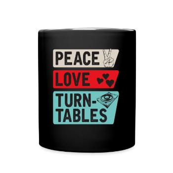 Peace Love Turntables Music Instrument - Tasse einfarbig - Schwarz - Vorne