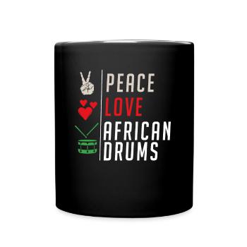 Peace Love Instruments de tambours africains - Mug uni - noir - Devant