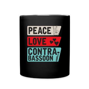 Peace Love Contrabasson Instrument - Mug uni - noir - Devant