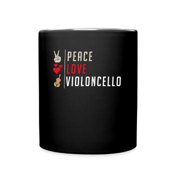 Peace Love Violoncello Music Instrument - Tasse einfarbig - Schwarz - Vorne