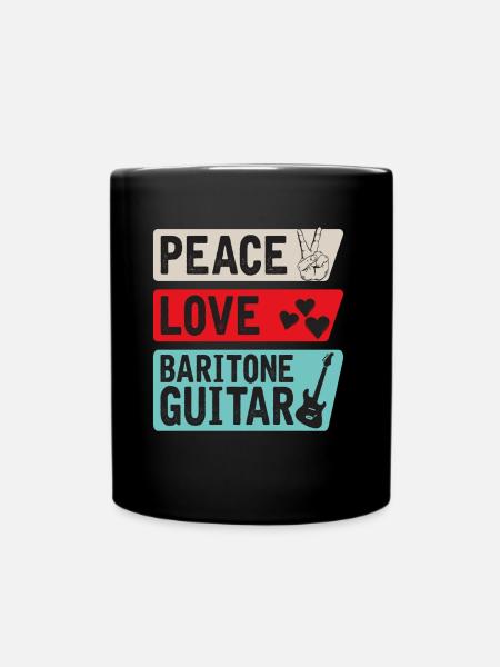 Peace Love Baritone Guitar Instrument - Tasse einfarbig - Schwarz