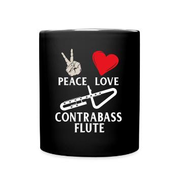 Peace Love Contrabass Flute Instrument - Tasse einfarbig - Schwarz - Vorne