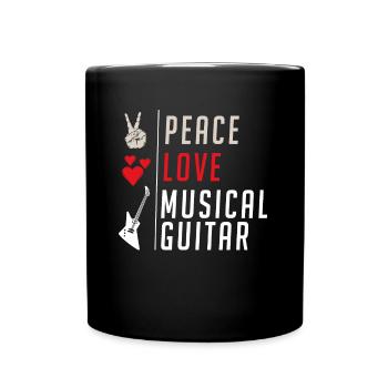 Peace Love Musical Guitar Instrument - Tasse einfarbig - Schwarz - Vorne