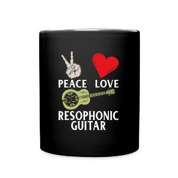 Peace Love Resophonic Guitar Instrument - Tasse einfarbig - Schwarz - Vorne