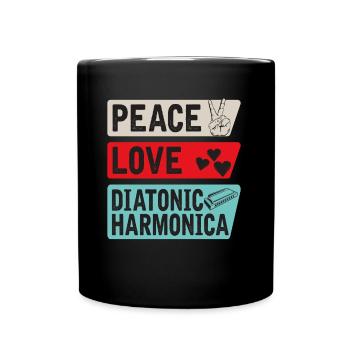Peace Love Instrument d’harmonica diatonique - Mug uni - noir - Devant