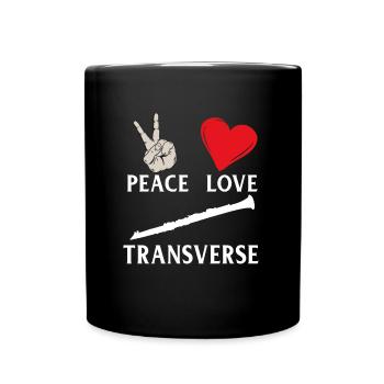 Peace Love Transverse Instrument Musical - Mug uni - noir - Devant