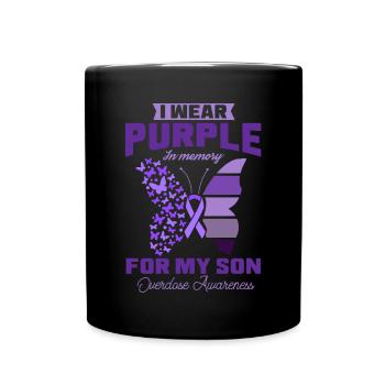 Purple en mémoire de mon fils surdose de drogue - Mug uni - noir - Devant