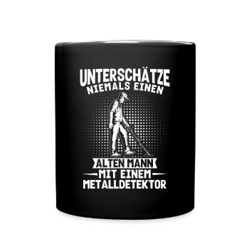 Metalldetektion, Metalldetektor - Tasse einfarbig - Schwarz - Vorne