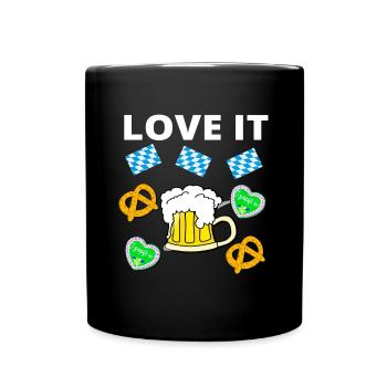 Dirndl Lustiger Spruch T-Shirt Lederhose Bussi - Tasse einfarbig - Schwarz - Vorne