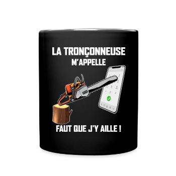 La Tronçonneuse Le Poratble et le Bûcheron - Mug uni - noir - Devant