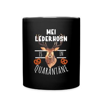 Lederhosn Quarantäne Hirsch Dirndl Shirt - Tasse einfarbig - Schwarz - Vorne