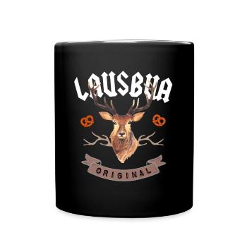 Lausbua Oktober Bier Hirsch Lederhosn Dirndl Shirt - Tasse einfarbig - Schwarz - Vorne