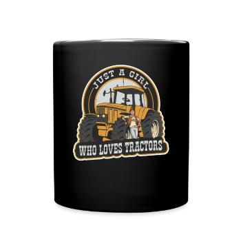 Nur Ein Mädchen, Das Traktoren Liebt Zitieren - Tasse einfarbig - Schwarz - Vorne