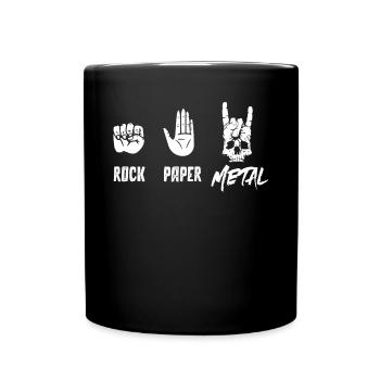 Metal music, rock paper metal music - Full Colour Mug - black - Front