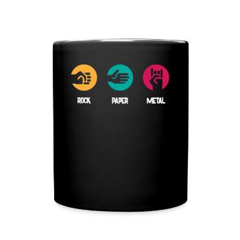 Metal music, rock paper metal music - Full Colour Mug - black - Front