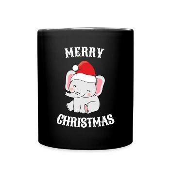 Weihnachten Elefanten Baby Santa Claus - Tasse einfarbig - Schwarz - Vorne