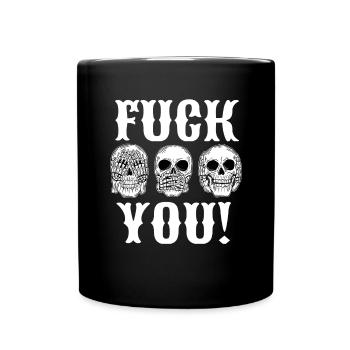 Skull Schädel Santa Claus Merry Christmas - Tasse einfarbig - Schwarz - Vorne